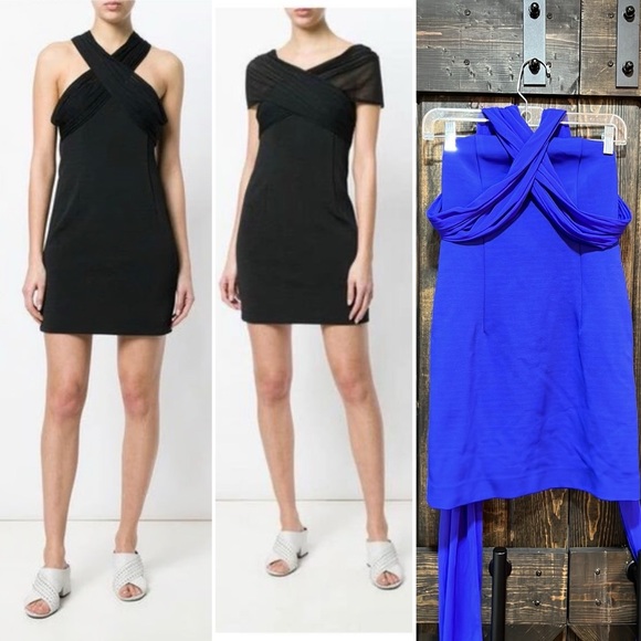 Diane Von Furstenberg Mini Dress 0 Blue Convertible Sash Versatile Cocktail - Picture 1 of 13